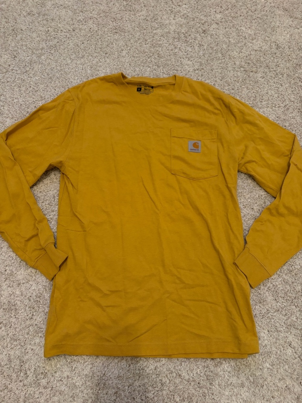 Carhartt Long-Sleeve Pocket Tee in Mustard Yellow